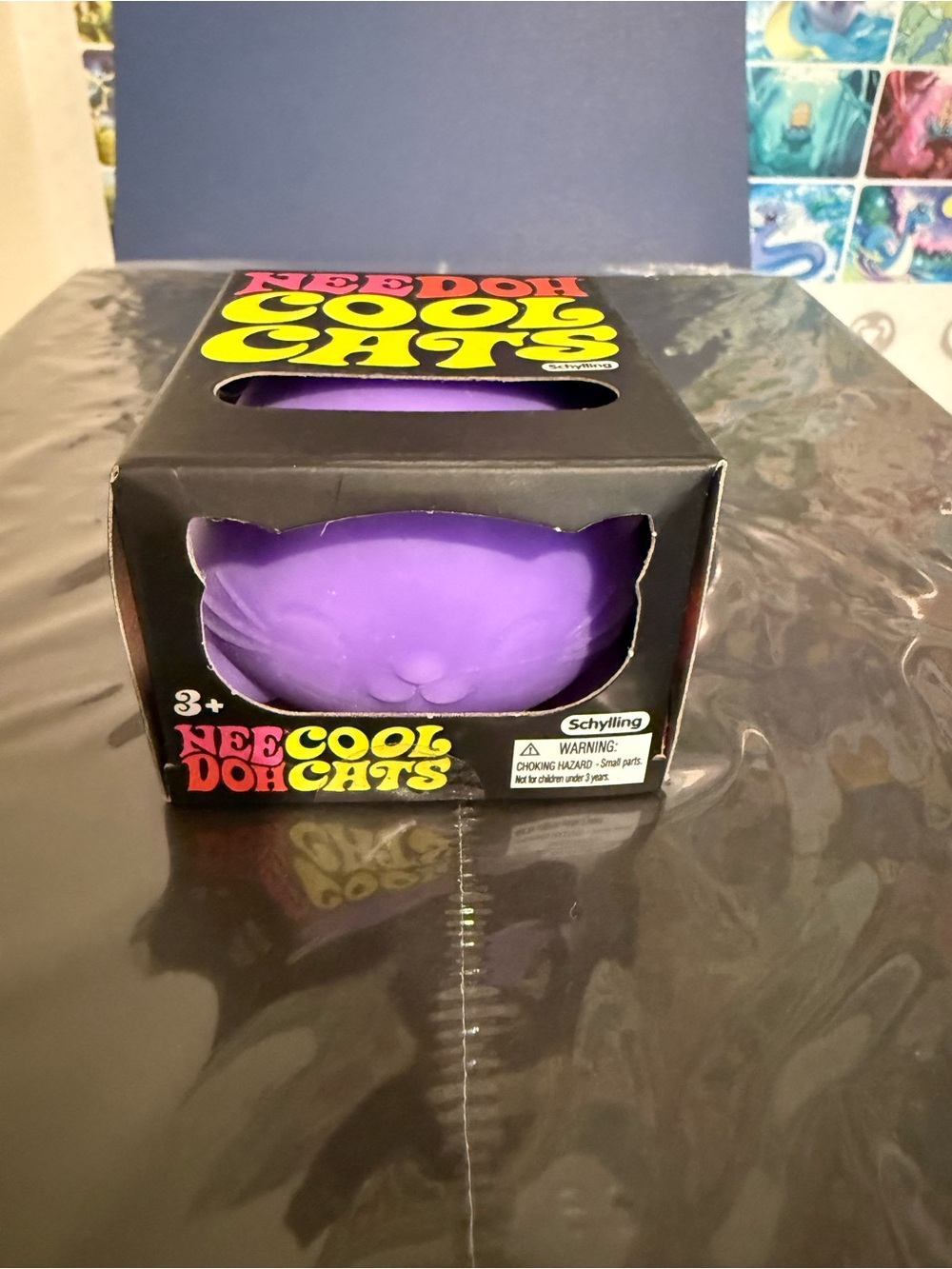 NeeDoh Cool Cats Purple Squeeze Toy - Cute Cat Stress Reliever